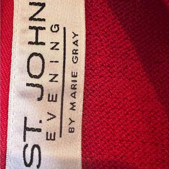 St. John Evening Sz 6 - Red Backless Rhinestone Detailing Cocktail Dress - HOT!! - Picture 6 of 7